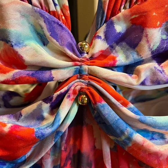 PatBO Violet Cut-Out Floral Maxi Dress in Cherry M - Picture 5 of 9